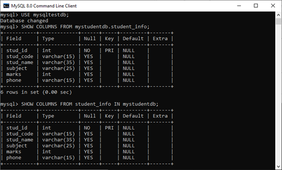 Create Table MySQL