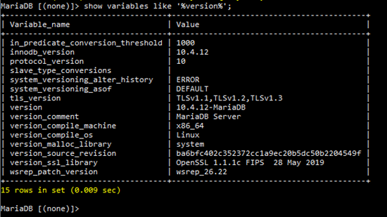 Memeriksa Versi MySQL